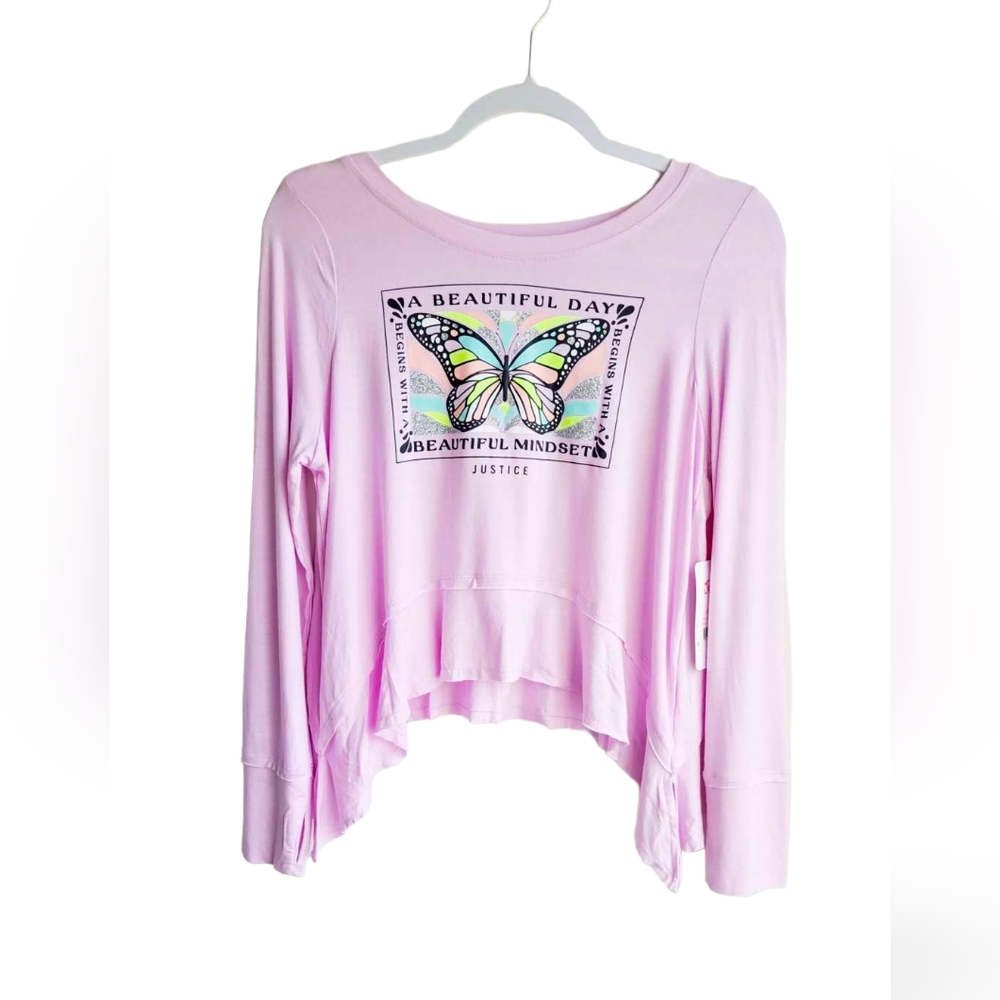 Justice top, butterfly shirt, justice girls shirt, pink girls top